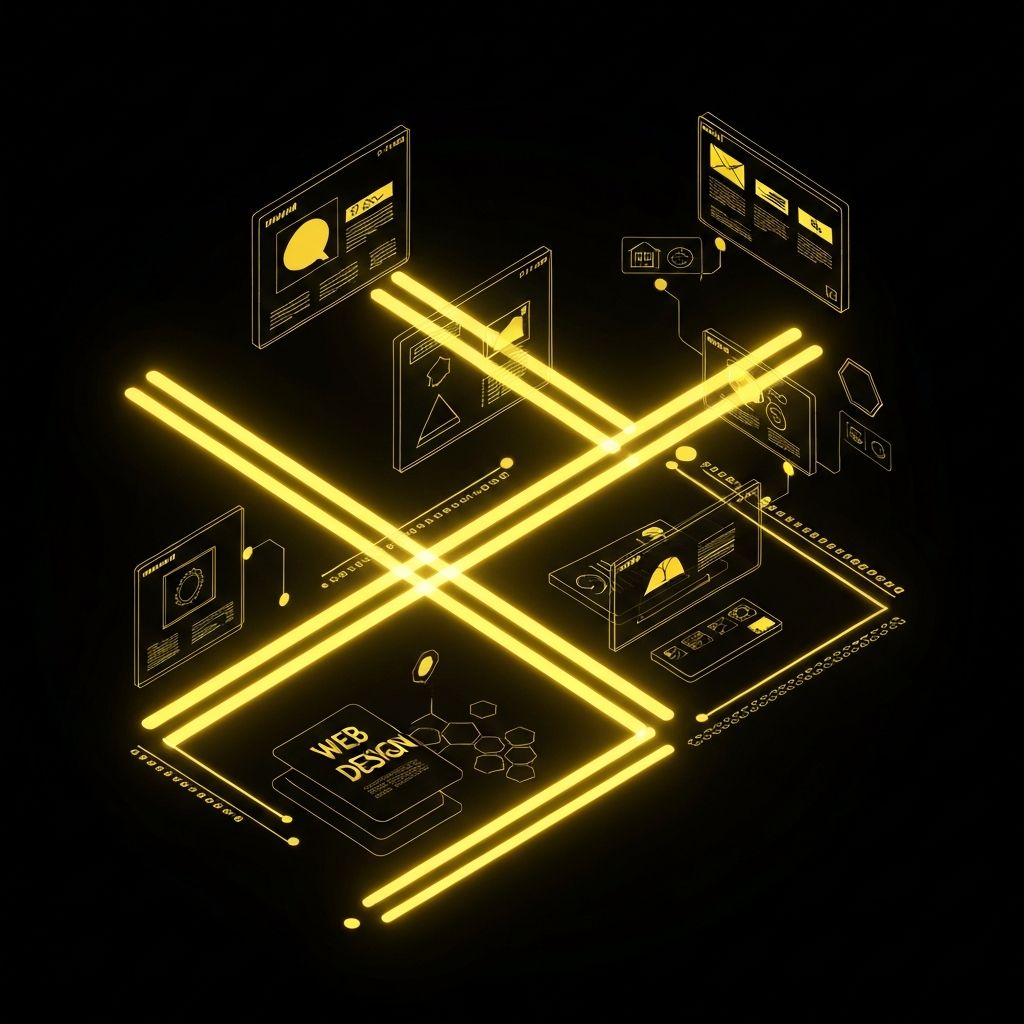 Digital design process visualization with connected workflow nodes